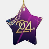 Gelukkig nieuwjaar 2023. Fireworks-ontwerp Keramisch Ornament (Links)