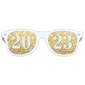 Gelukkig nieuwjaar 2023 Gold Glitter Chic White Pa Retro Zonnebril (Voorkant)