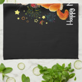 Gelukkig nieuwjaar 2023 grappige Happy Meow Cat Lo Theedoek (Gevouwen)