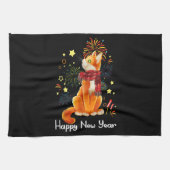 Gelukkig nieuwjaar 2023 grappige Happy Meow Cat Lo Theedoek (Horizontaal)