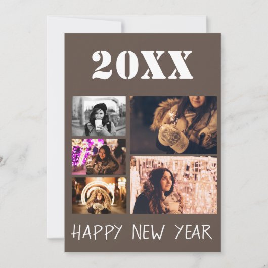 Gelukkig Nieuwjaar 2023 Groeten 5 Foto Collage Feestdagenkaart (Voorkant)
