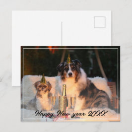 Gelukkig Nieuwjaar 2023 Honden Foto Script Vakanti Feestdagenkaart