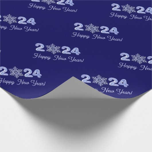 Gelukkig nieuwjaar 2023. Ice Numbers & Snowflake G Cadeaupapier (Hoek)