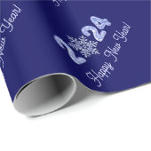 Gelukkig nieuwjaar 2023. Ice Numbers & Snowflake G Cadeaupapier (Rol Hoek)