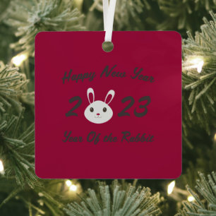 Gelukkig nieuwjaar 2023 Jaar van het konijn Metalen Ornament