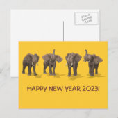 Gelukkig Nieuwjaar 2023 Olifanten Feestdagenkaart (Voorkant / Achterkant)
