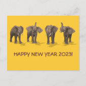 Gelukkig Nieuwjaar 2023 Olifanten Feestdagenkaart (Voorkant)