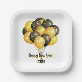 Gelukkig nieuwjaar 2023 papieren bordje