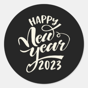 Gelukkig nieuwjaar 2023 ronde sticker