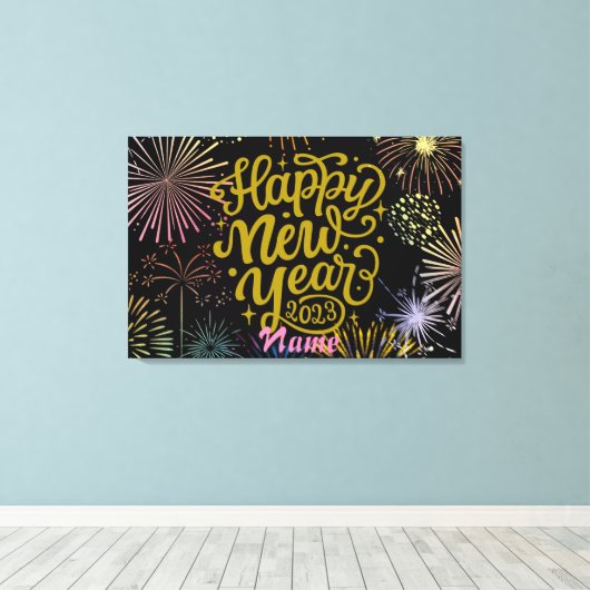 Gelukkig nieuwjaar 2023 Thunder_Cove Canvas Afdruk (Insitu (Houten vloer))