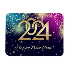 Gelukkig Nieuwjaar 2023. Vuurwerk en Gouden Nummer Magneet