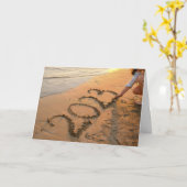 Gelukkig Nieuwjaar 2023, Zand schrijven op het str Kaart (Gele Bloem)