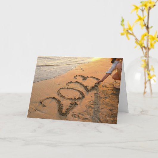 Gelukkig Nieuwjaar 2023, Zand schrijven op het str Kaart (Gele Bloem)