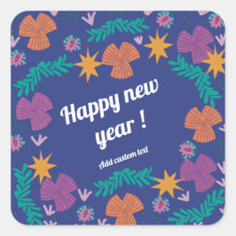 Gelukkig nieuwjaar 2024 aanpasbaar blauw modern vierkante sticker