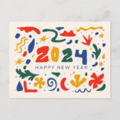 Gelukkig Nieuwjaar 2024 Abstract Briefkaart (Voorkant)