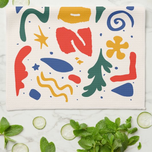 Gelukkig Nieuwjaar 2024 Abstract Theedoek (Gevouwen)