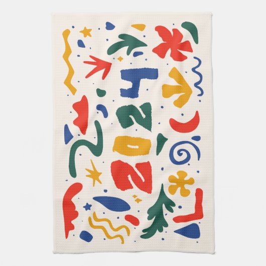 Gelukkig Nieuwjaar 2024 Abstract Theedoek (Verticaal)