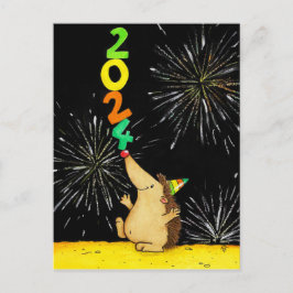 Gelukkig Nieuwjaar 2024 ansichtkaart Briefkaart