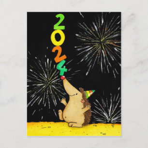 Gelukkig Nieuwjaar 2024 ansichtkaart Briefkaart