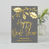 Gelukkig Nieuwjaar 2024 bedrijf, rode lint Folie Feestdagenkaart (Staand Voorkant)