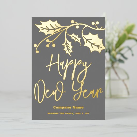 Gelukkig Nieuwjaar 2024 bedrijf, rode lint Folie Feestdagenkaart (Staand Voorkant)