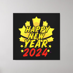 Gelukkig nieuwjaar 2024 canvas afdruk