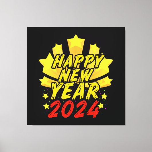 Gelukkig nieuwjaar 2024 canvas afdruk (Voorkant)