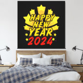 Gelukkig nieuwjaar 2024 canvas afdruk (Insitu (Slaapkamer))