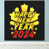 Gelukkig nieuwjaar 2024 canvas afdruk (Insitu (Houten vloer))