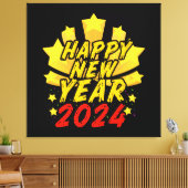 Gelukkig nieuwjaar 2024 canvas afdruk (Insitu (Woonkamer))