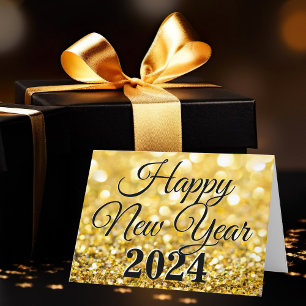 Gelukkig Nieuwjaar 2024 Chic Custom Gold Business Feestdagen Kaart