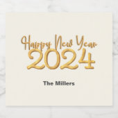 Gelukkig Nieuwjaar 2024 Chinese Draak Vanille Sparkling Wijnetiket (Enkel label)