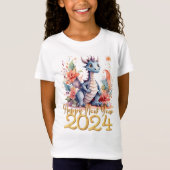 Gelukkig Nieuwjaar 2024 Chinese Draak Zwart T-shirt (Voorkant)