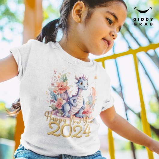 Gelukkig Nieuwjaar 2024 Chinese Draak Zwart T-shirt