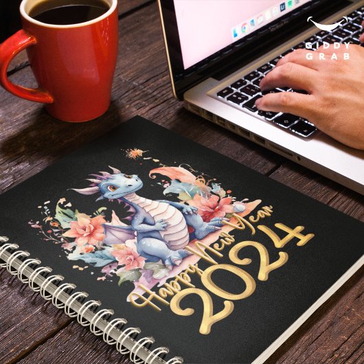 Gelukkig Nieuwjaar 2024 Chinese Dragon Water Kleur Planner