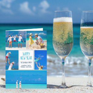 Gelukkig Nieuwjaar 2024 Chique Modern 5 Fotocollag Feestdagen Kaart