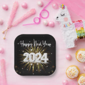 Gelukkig Nieuwjaar 2024 Dessert Square papier bord (Feest)