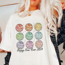 Gelukkig Nieuwjaar 2024 Disco Ball Nieuwjaar T-shirt