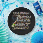Gelukkig Nieuwjaar 2024 Elegant Oudejaarsfeest Papieren Bordje (Feest)