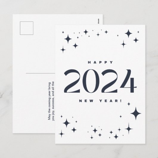 Gelukkig nieuwjaar 2024 feestdagenkaart (Voorkant / Achterkant)