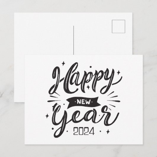 Gelukkig nieuwjaar 2024 feestdagenkaart (Voorkant / Achterkant)