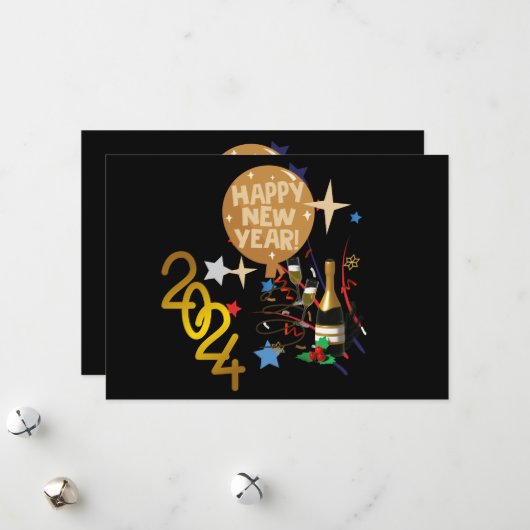 Gelukkig nieuwjaar 2024 feestdagenkaart (Voorkant / Achterkant in situ)