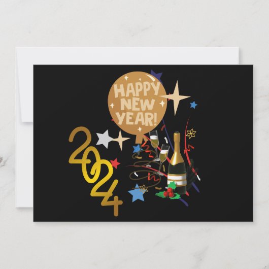 Gelukkig nieuwjaar 2024 feestdagenkaart (Voorkant)