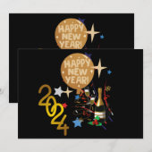 Gelukkig nieuwjaar 2024 feestdagenkaart (Voorkant / Achterkant)