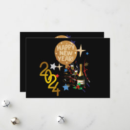 Gelukkig nieuwjaar 2024 feestdagenkaart