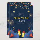 gelukkig nieuwjaar 2024 feestdagenkaart (Voorkant / Achterkant)