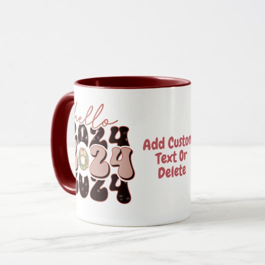 Gelukkig Nieuwjaar 2024 Groovy Stijl Nieuwjaar Par Mok (Voorkant links)