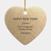 Gelukkig Nieuwjaar 2024 Hartvorm Keramisch Ornament (Achterkant)