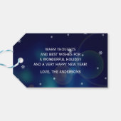 Gelukkig Nieuwjaar 2024. IJsnummers en sneeuwvlok Cadeaulabel (Achterkant Horizontaal)