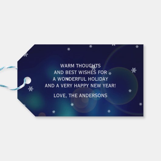 Gelukkig Nieuwjaar 2024. IJsnummers en sneeuwvlok Cadeaulabel (Achterkant Horizontaal)